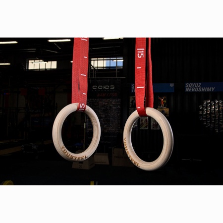 Купить Кольца гимнастические 32 мм красные стропы в Сегеже 