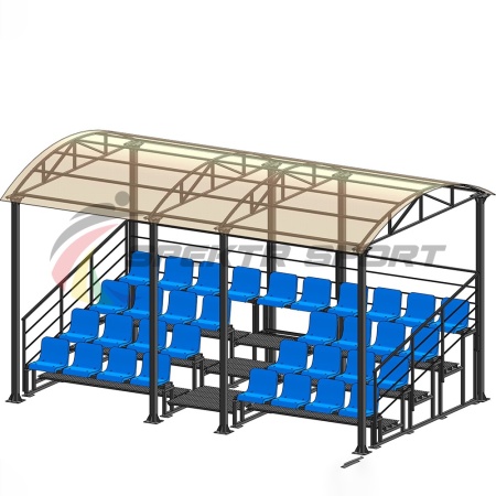 Купить Трибуна для зрителей 4 ряда на 34 места с навесом и перилами в Сегеже 